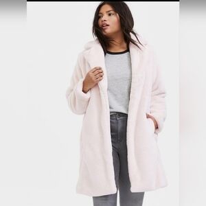 Torrid Soft Light Pink Teddy Faux Fur Jacket Size 2